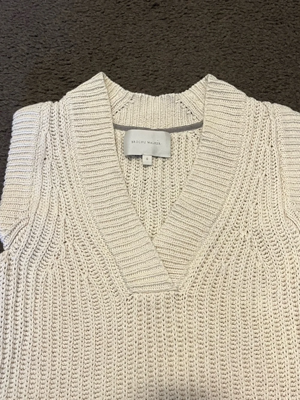 Brochu Walker Uma Sleeveless V-Neck Sweater Vest In Vanilla